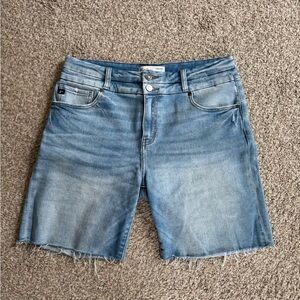 Kancan Light Wash Denim Bermuda Shorts - Raw Hem 15/31